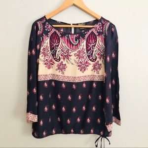 Lucky Brand Navy/Pink Patterned Top